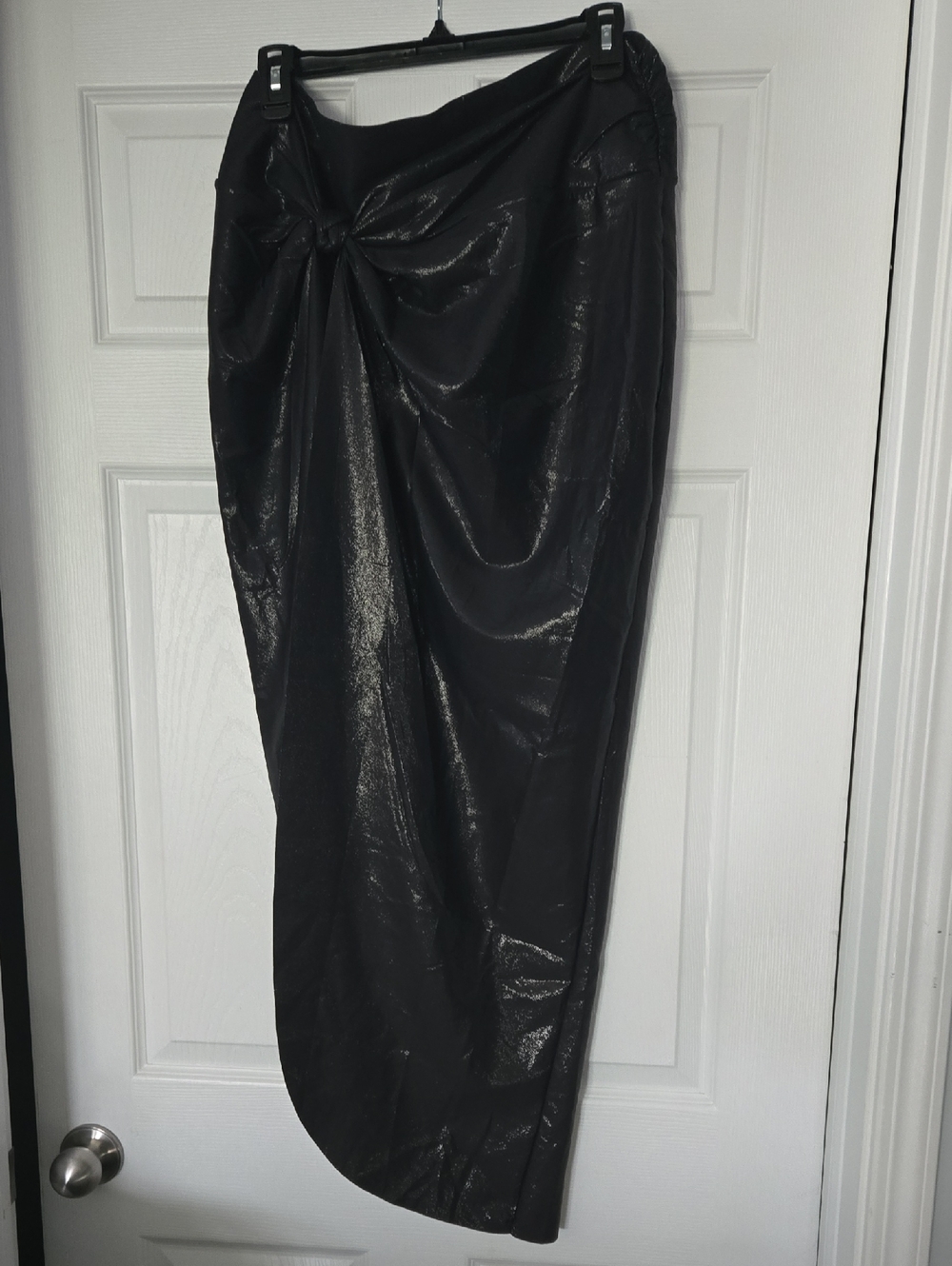 SKIMS Black Shimmery Twist-Front Maxi Coverup